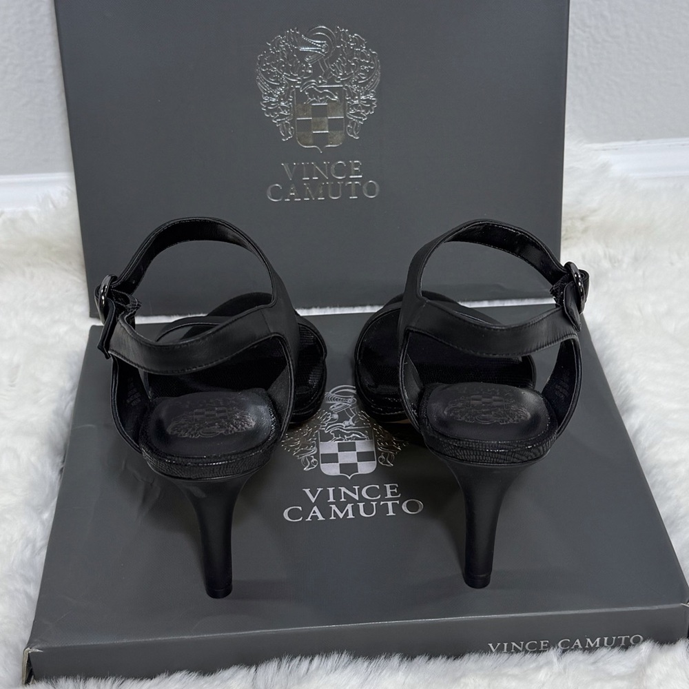Vince Camuto Lynona Heels Black Open-Toe Heeled Sandals, Size 9.5 - Picture 4 of 10